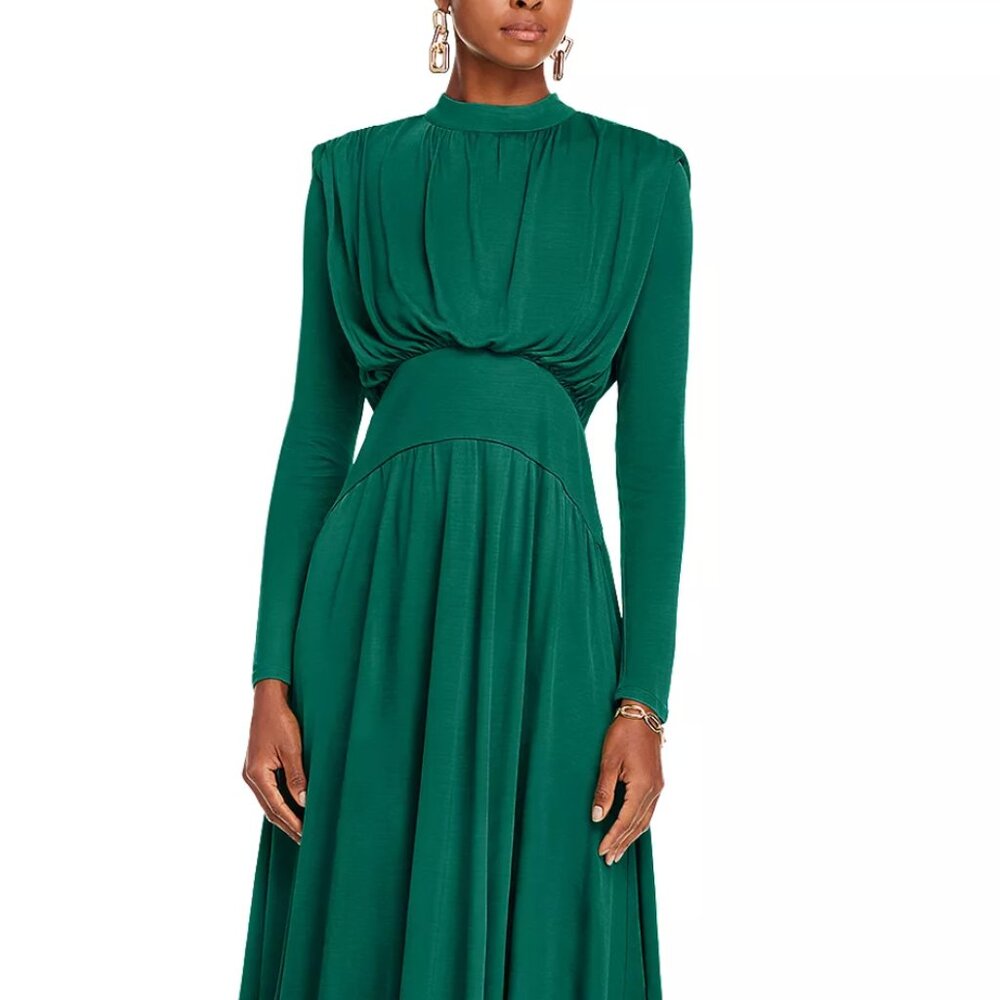 Farm Rio Women's Maxi Dress Emerald Green Size Small High Neck